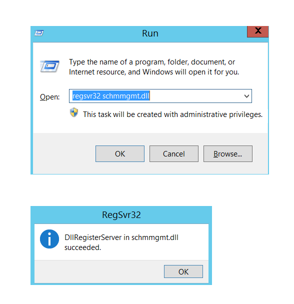 regsvr32 schmmgmt.dll
